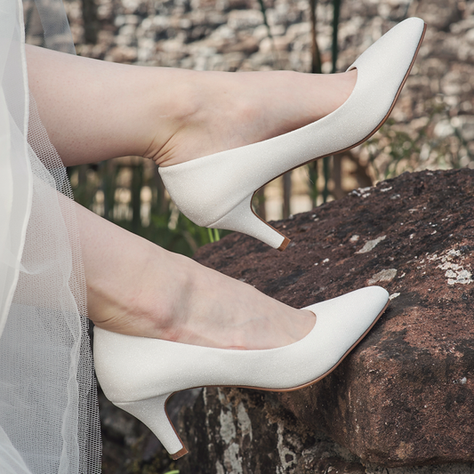 Brautschuhe Brooke in off-white metallic